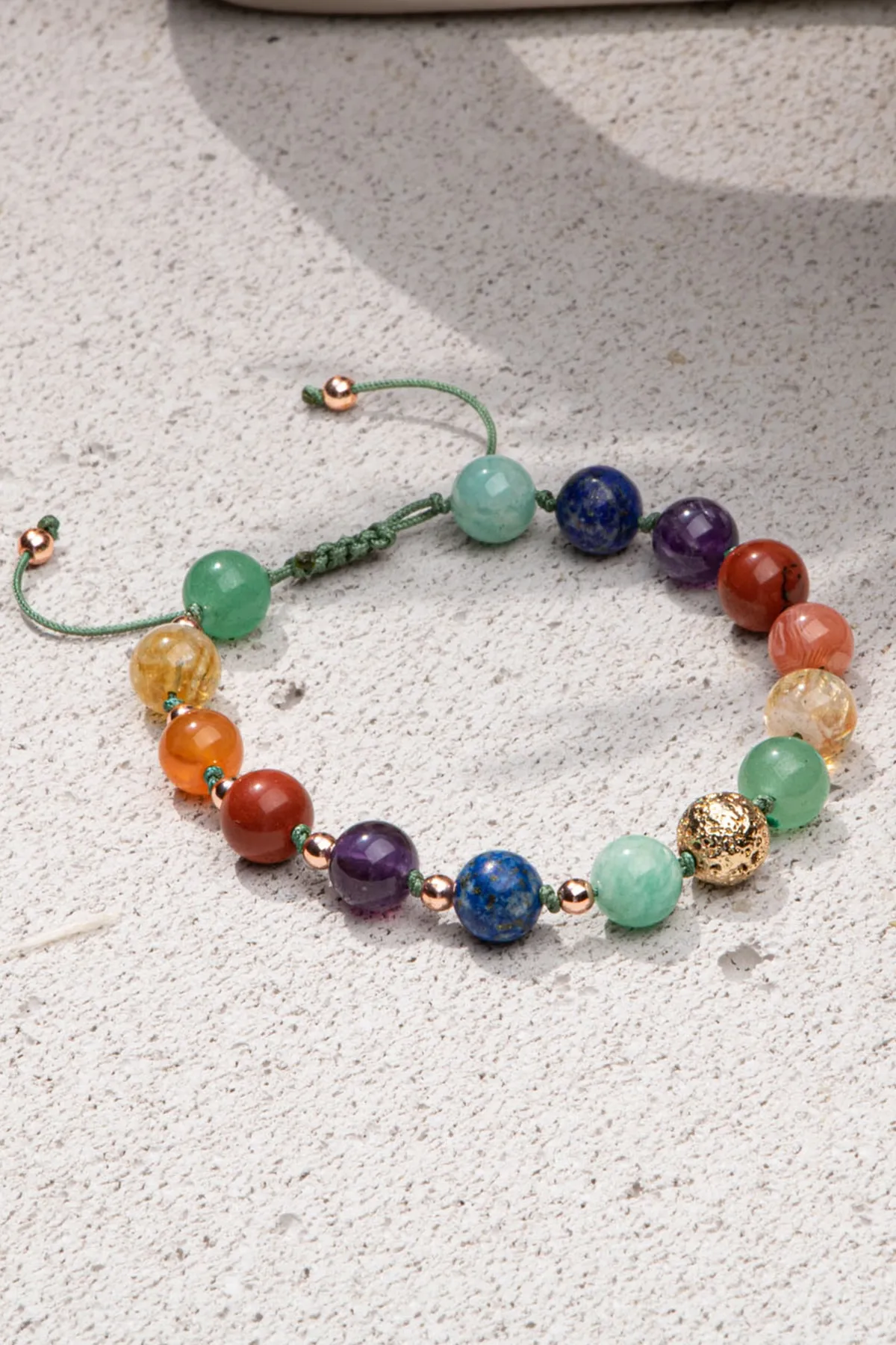 Lav Doğal Taşlı Tasarım 7'li Çakra Bilekliği