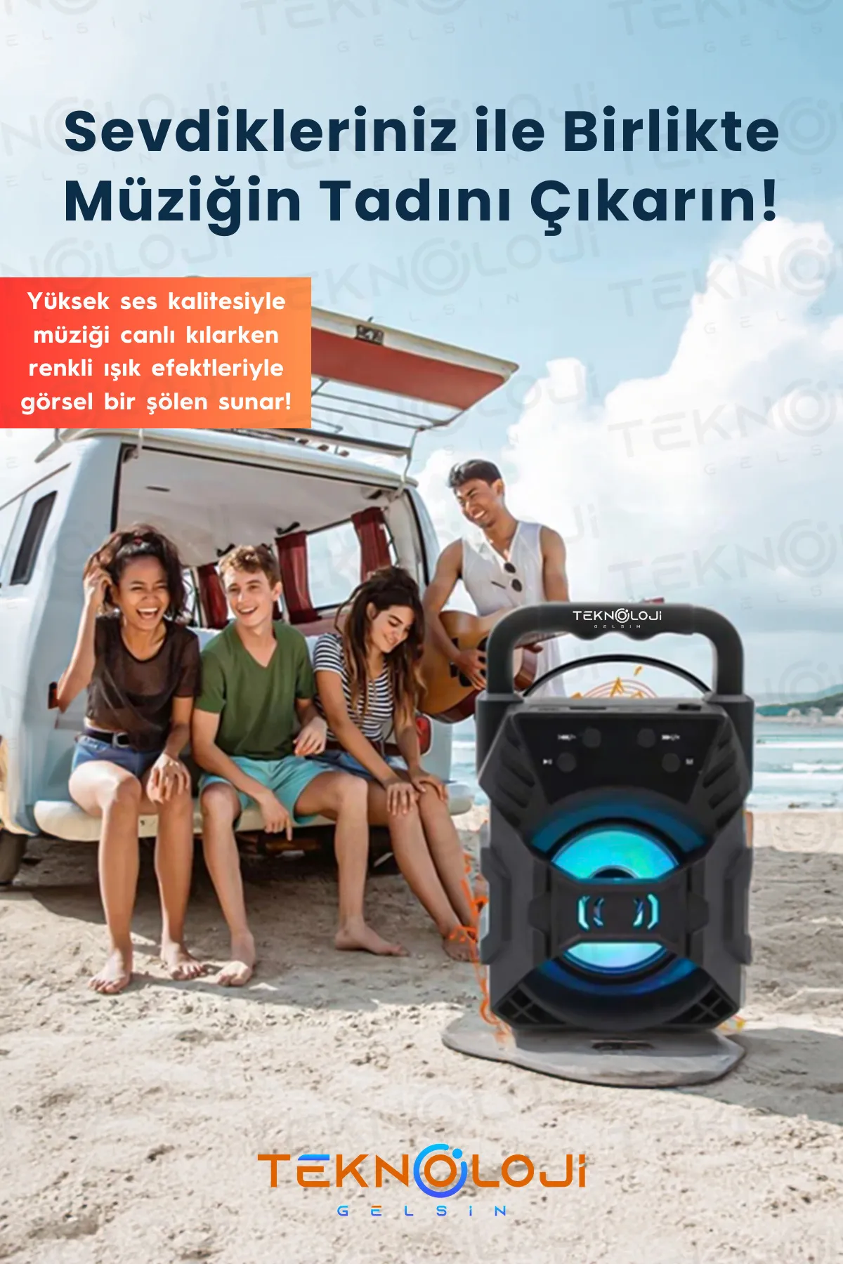 Taşınabilir Ses Bombası Led Işıklı Extra Bass