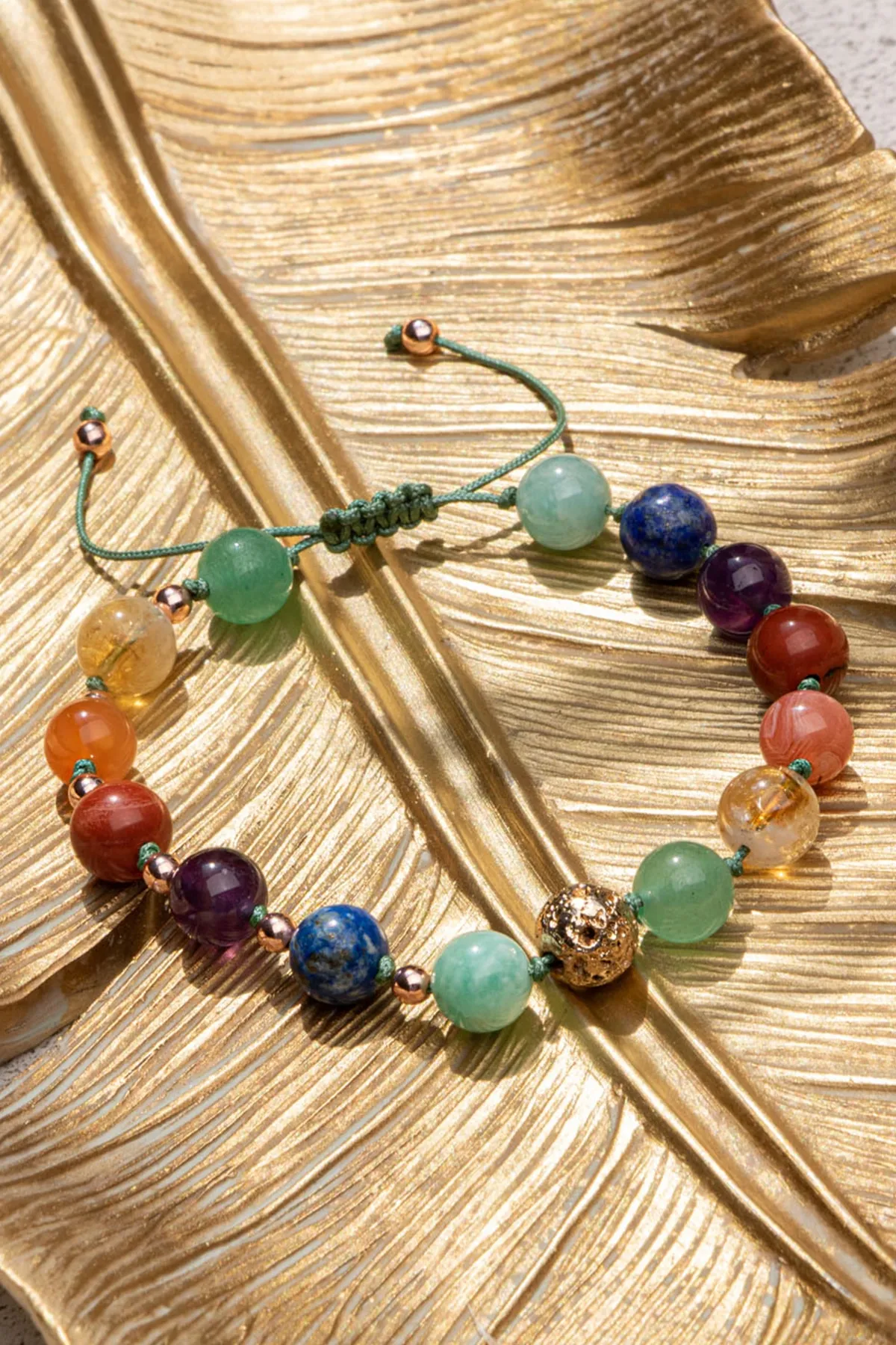 Lav Doğal Taşlı Tasarım 7'li Çakra Bilekliği