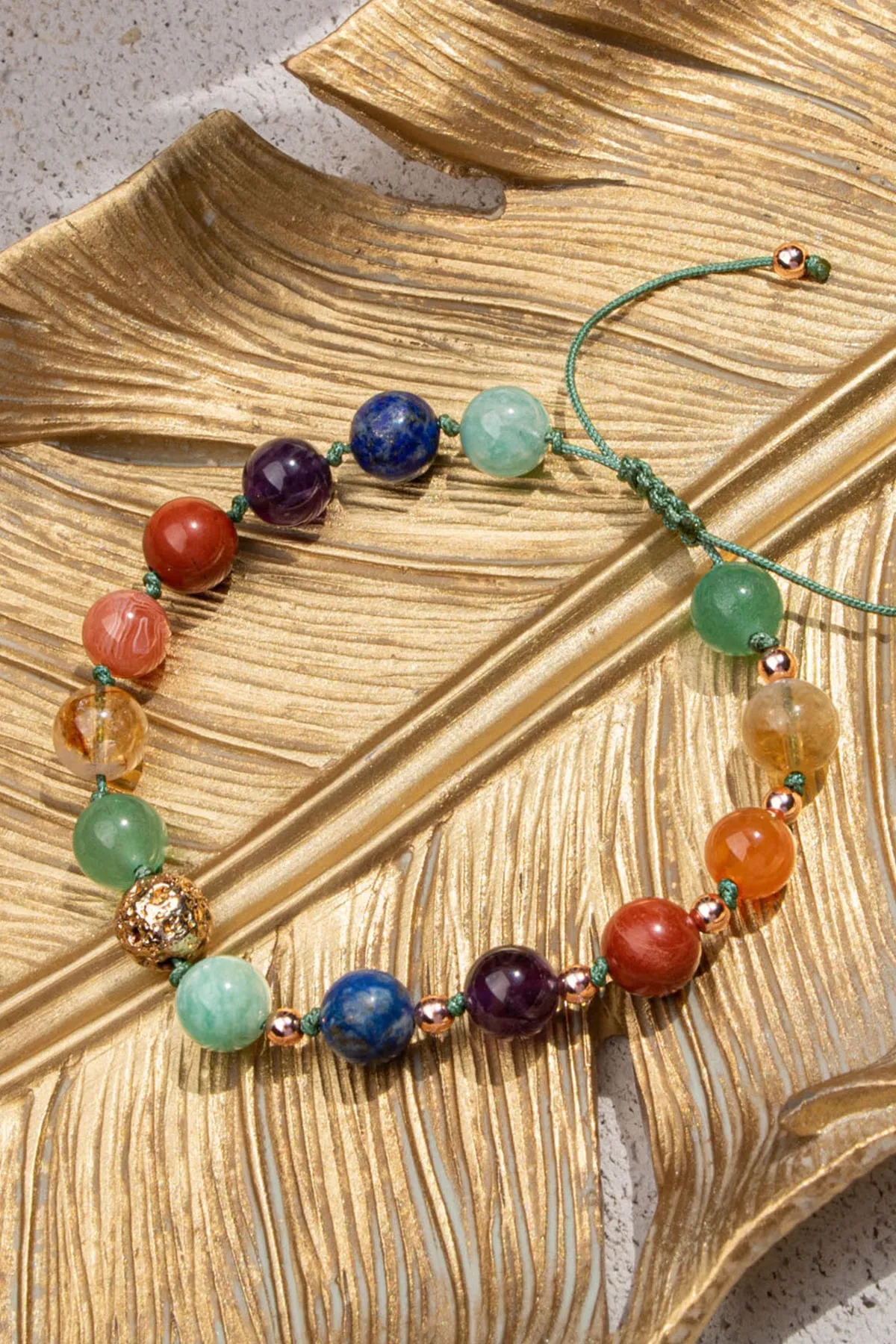 Lav Doğal Taşlı Tasarım 7'li Çakra Bilekliği