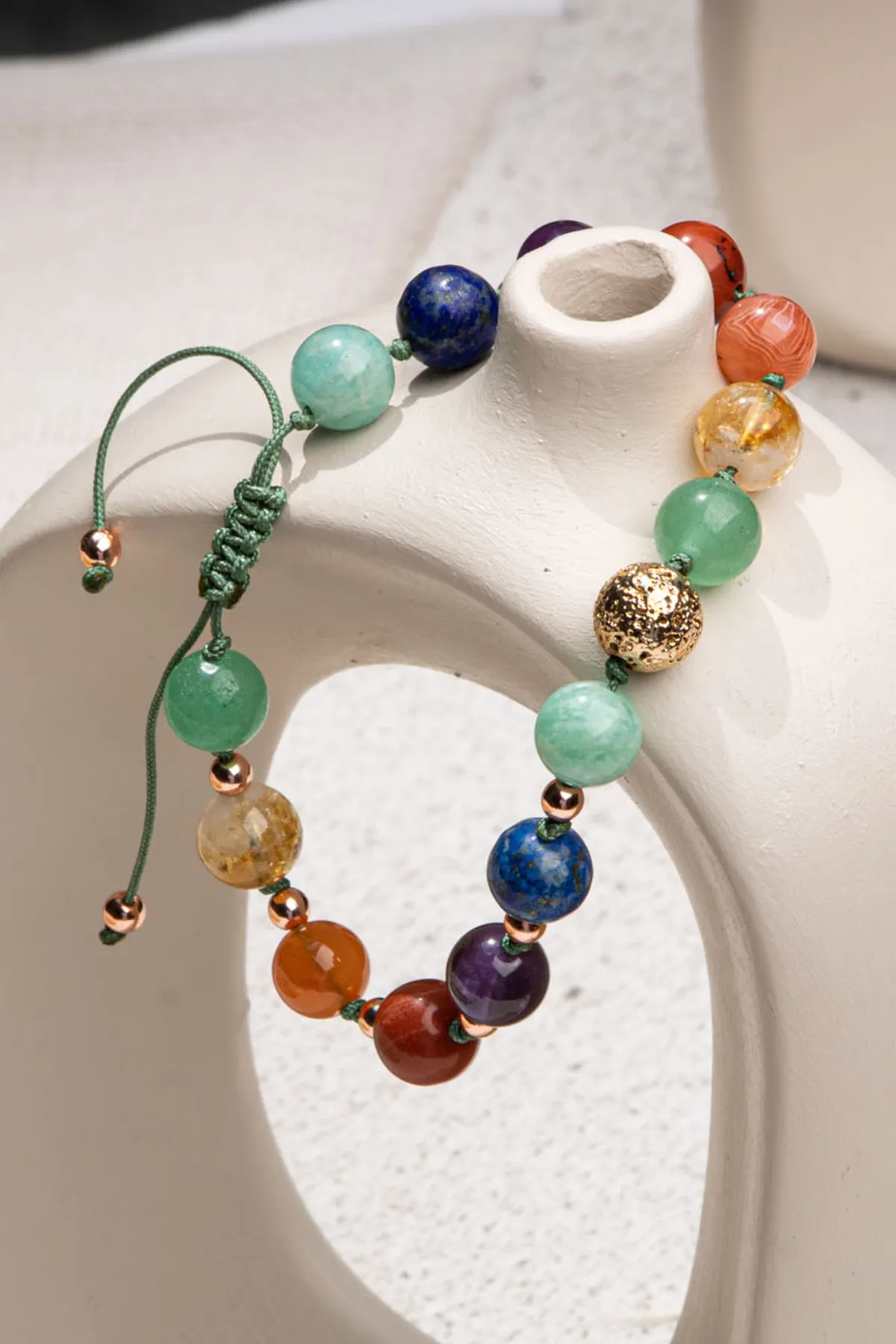 Lav Doğal Taşlı Tasarım 7'li Çakra Bilekliği